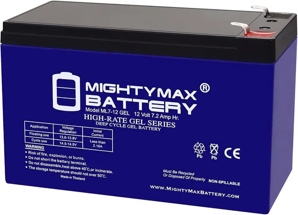 Mighty Max Battery ML7-12 GEL - 12 Volt 7 AH, GEL Type, F1 Terminal, Rechargeable SLA AGM Battery