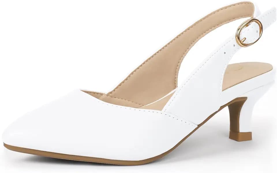 PANDANINJIA Girls Heels Kitten Pointed Toe Slingback Dress Shoes