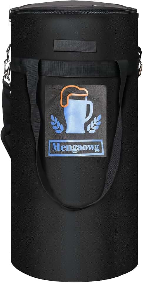 5 Gallon Keg Cooler Insulated Bag – Portable Cornelius (Corny) Keg Cooler for Homebrew Beer, Fits Ball Lock & Pin Lock Kegs, Ice Pack Compatible, Outdoor Party & Tailgating