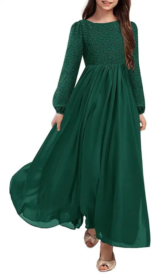 HOSIKA Flower Girls Dress Chffion A-Line Formal Junior Bridesmaid Dresses