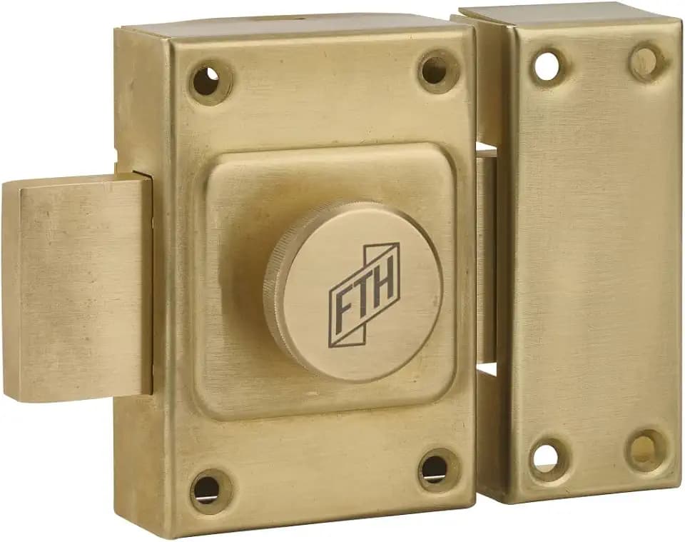 FTH - Türschloss C60 mit Knauf, Zylinder 40 mm, Kofferraum und Riegel aus Messing, 3 Wellenschlüssel