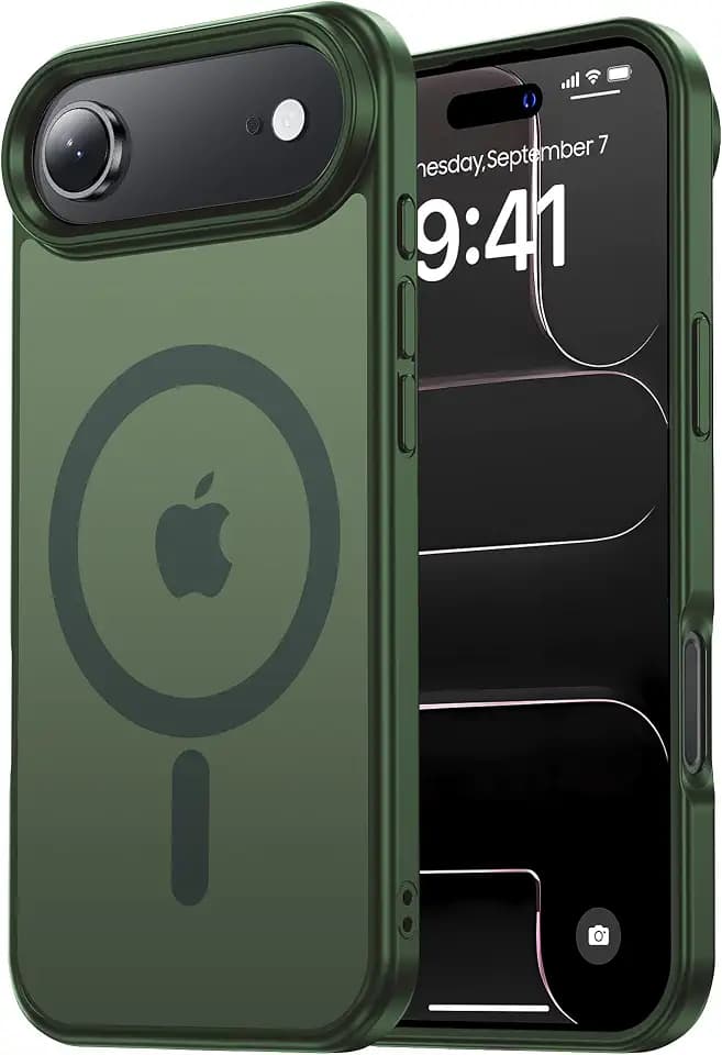 Tigowos Magnetic for iPhone Air Case Fits MagSafe 16FT Drop Resistant Matte Skin Feeling Back Cover Shockproof Slim Fit for iPhone 17 Air Phone Case 6.5 inch,Green