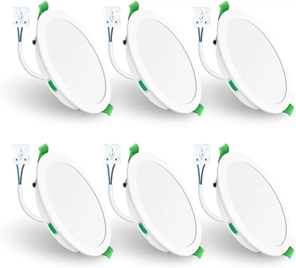 ALUSSO 6 Stück LED Einbaustrahler dimmbar,Ø190-205mm 3CCT IP44 Deckenspots | AC 220-240V,Dimmbar 10-100%,Warmweiß 3000K Neutralweiß 4000K Kaltweiß 6500K Led Spots für Badezimmer Küche Wohnzimmer,Weiß