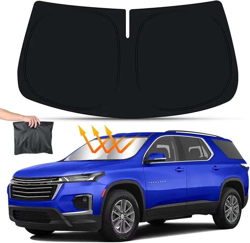 Car Sun Shade for Chevrolet Chevy Traverse 2018 2019 2020 2021 2022 2023 2024 2025 2026 Auto Interior Accessories Windshield Sunshade Foldable Insulation Protector Window Curtains Cover Visor