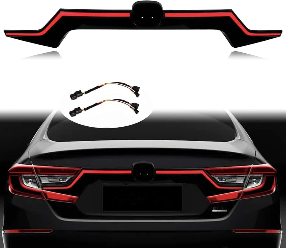 Smoked Trunk Lid Third Brake Light Bar Assembly Sequential Flash Signal Tail Brake Lamp Compatible with 2018-2020 Honda Accord 10th Plug and play (smoked)