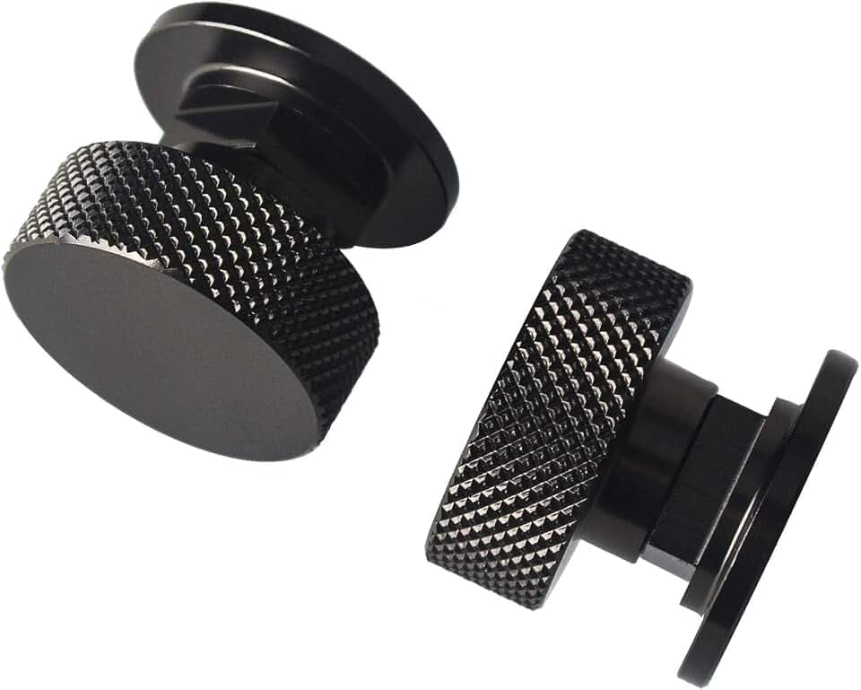 3mirrors Welding Hood (Pipeliner) Helmet Fasteners Headgear Replacement Parts Accessories Screws Flip Hood Aluminum - 1 Pair (Black Anodized Knurled)