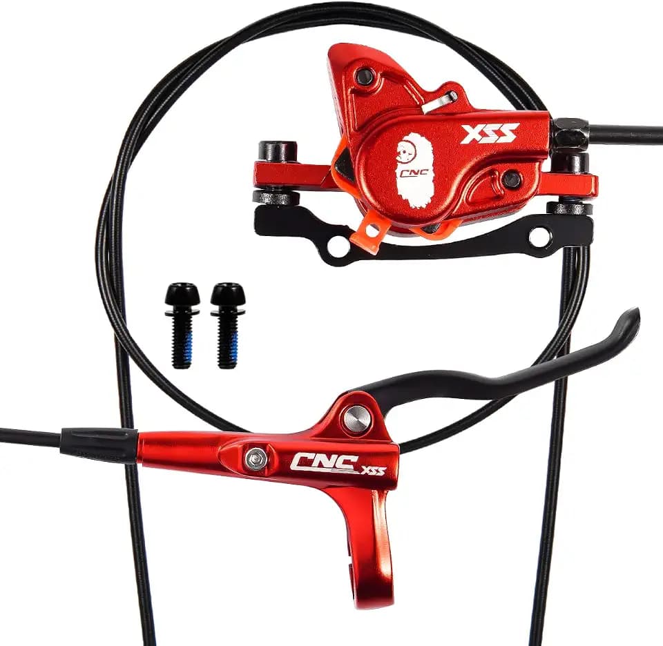 CNC, Hydraulisches MTB- Scheibenbremsen-Set, für Vorder- und Hinterrad, (Schwarz/Rot)