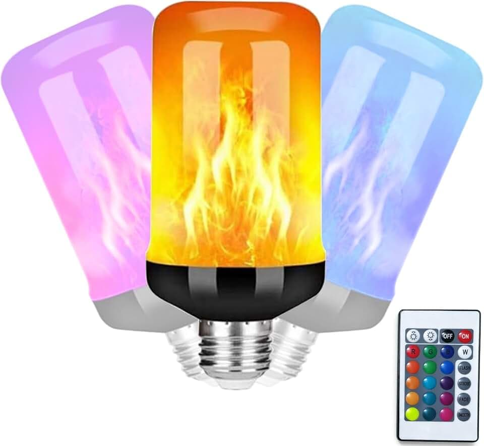 LED-Flammenlampen mit Fernbedienung, 16 RGB-Farben & 4 Modi – E27-Flammeneffekt-Lampe für Halloween-Außendekoration, Weihnachtsbeleuchtung sowie Innen- und Terrassendekoration (1pcs)