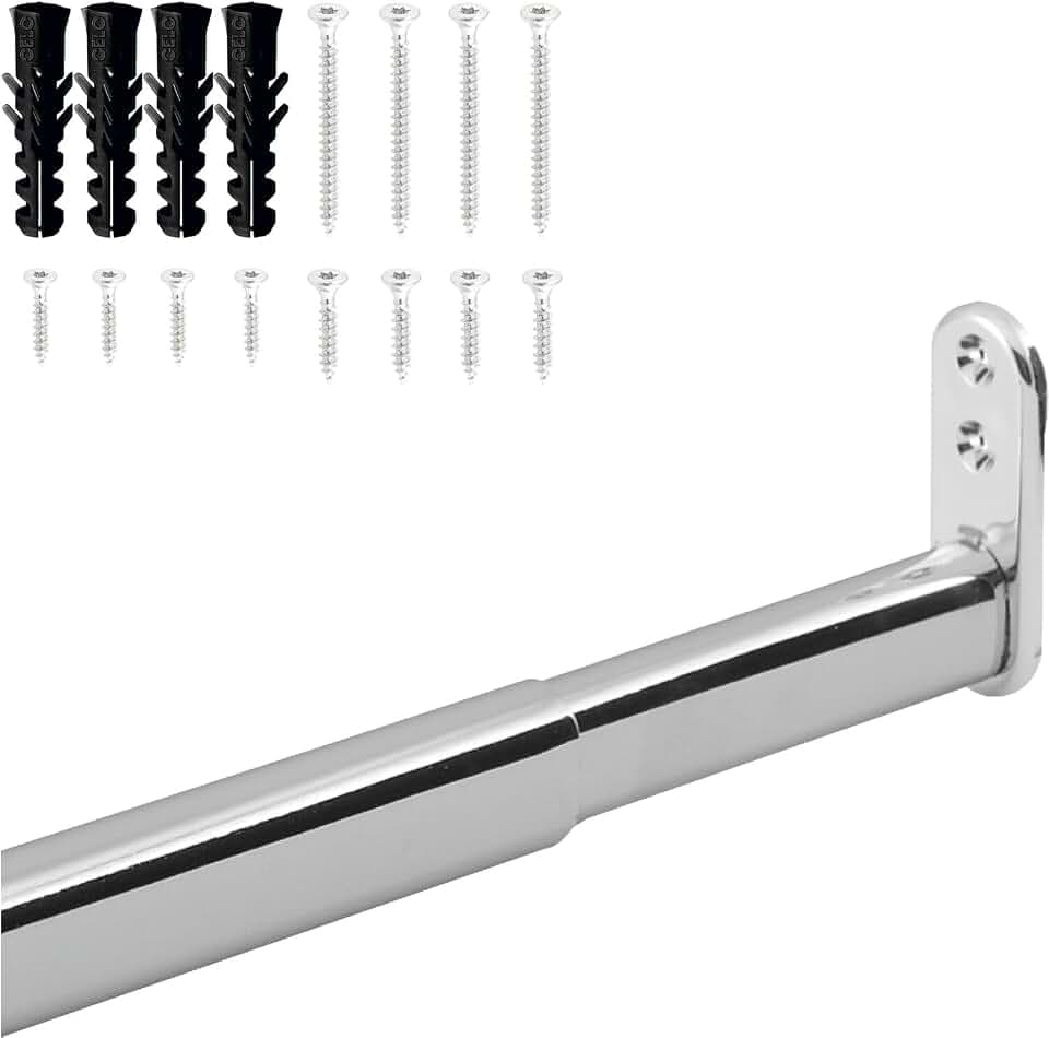 vasalat Kleiderstange ausziehbar 40-60 cm, robust & vielseitig - ausziehbare Kleiderstange, Garderobenstange bis 20kg belastbar - Schrankrohr ausziehbar mit Halterung