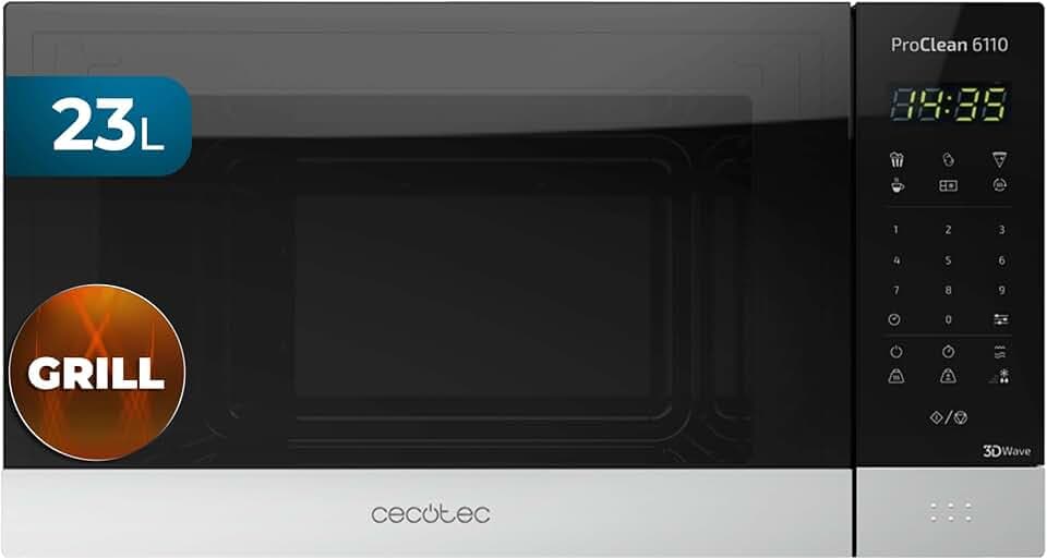 Cecotec Mikrowelle ProClean 6110, 800 W, Grill 1000 W, 23L