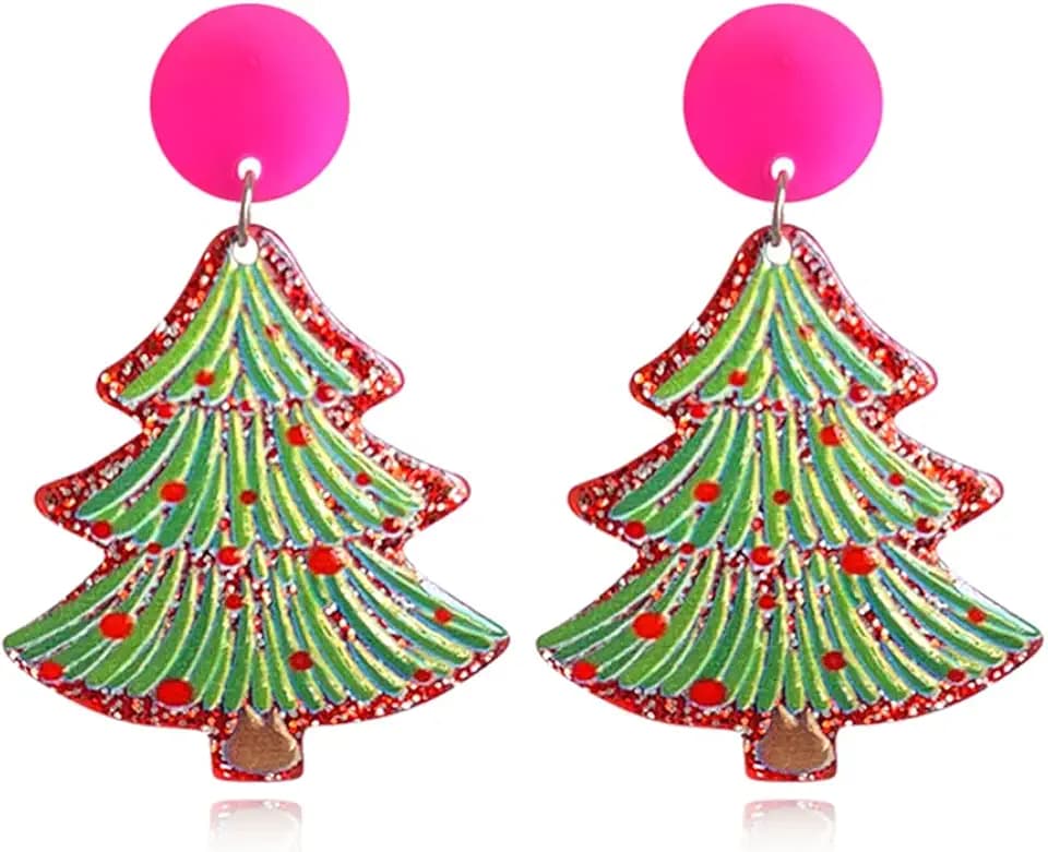 Unique Personality Acrylic Christmas Tree Truck Earrings Handmade Lightweight Creative Cartoon Tree Drop Dangle Earrings Jewelry For Women Festival Gifts