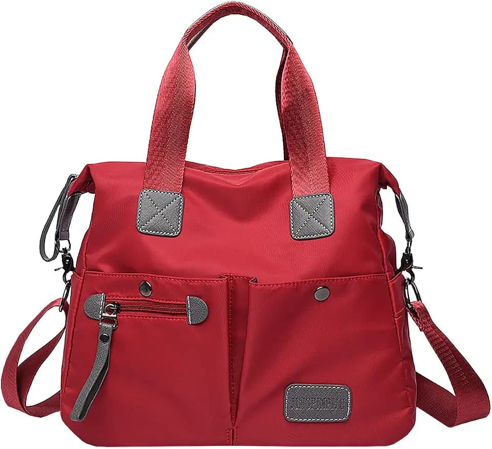 Tote Bag for Women,Multi Pockets Shoulder Handbag,Nurse Bag for Work,Large Cross body Purse,Fashion Nylon Top Handle Satchel