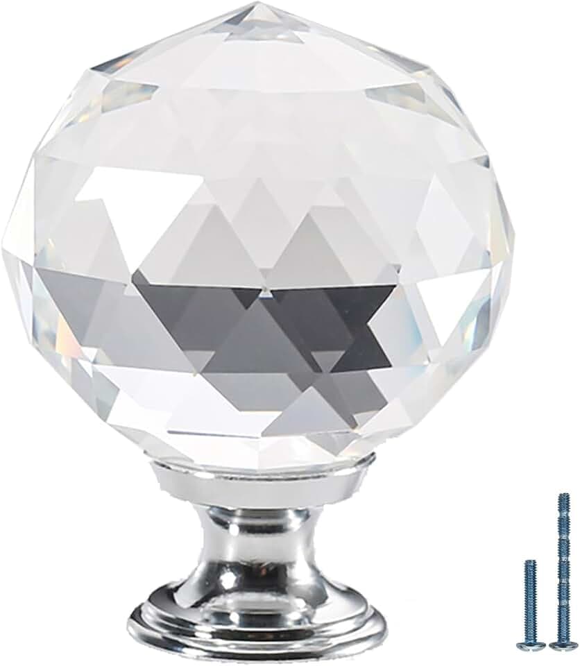 FURNIWARE 12 Stück Kristall Schublade knöpfe, 40mm Zinklegierung Kristallglas Moebelknauf Griff Garderobe Ziehgriffe Möbelgriff Modern Schubladenknopf Griffe für Schränke Transparent
