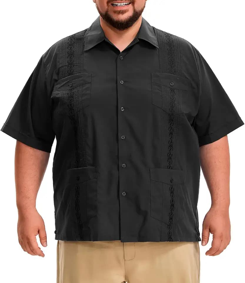 Men's Guayabera Shirts for Men Short Sleeve Cuban Beach Shirt