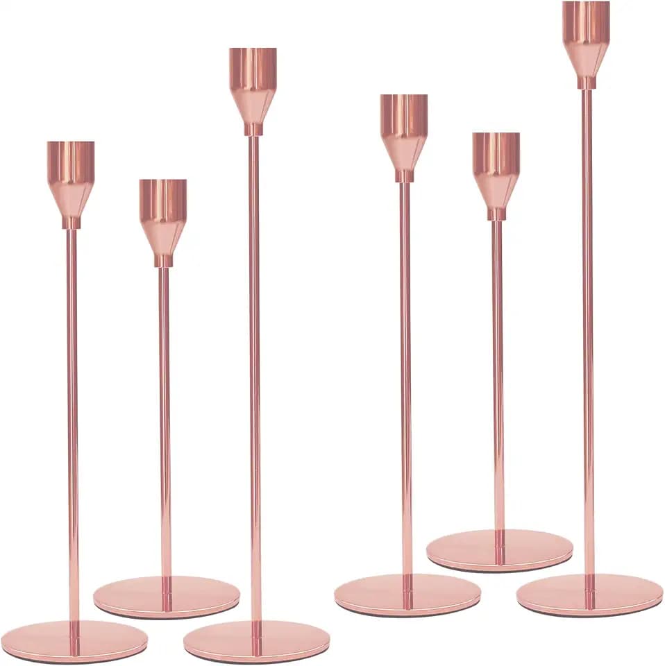 Kerzenständer aus Metall in 3 Größen Kombination, 3/4 Zoll dicke Kerze, Kerzenständer für Valentinstag, Weihnachten, Hochzeit, Jahrestag, Lebensparty, 6 Stück