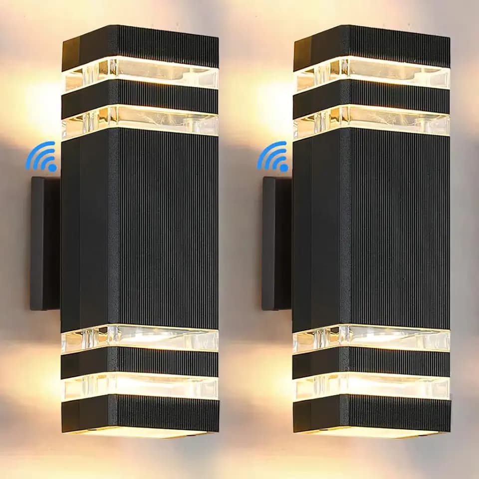 SHIMR Dusk to Dawn Outdoor Wall Lights, Modern Sconce, ETL Listed, 2 Pack