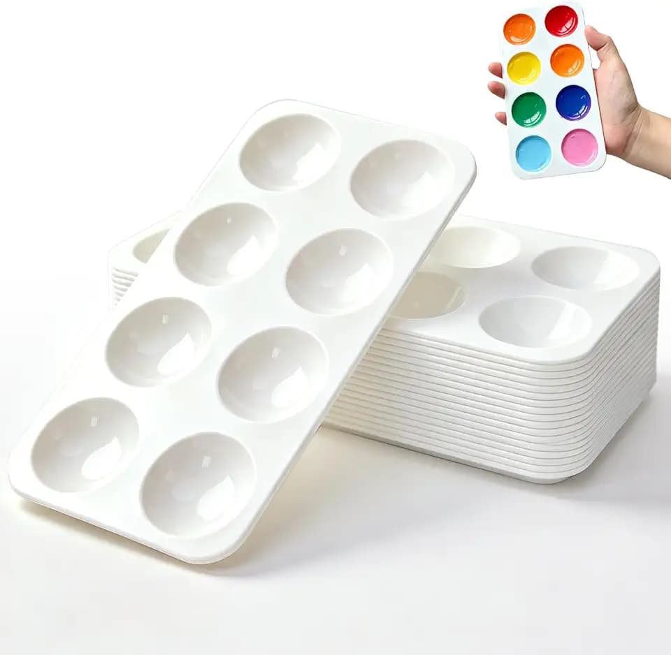 21 PCS Rectangular Paint Tray Palettes for Kids Paint Palettes with 8 Wells