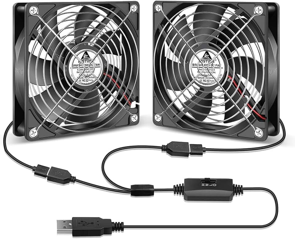 GDSTIME Doppel USB Lüfter 120mm PC Fan USB mit Einstellbar Geschwindigkeit