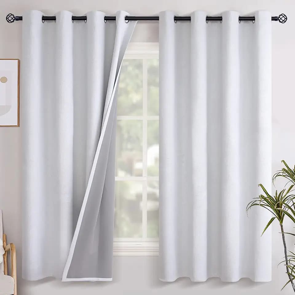 YoungsTex Linen Blackout Curtains for Bedroom 68 Inches Long, Thermal Black Out Drapes with Grommet Textured Insulated Blinds for Winter Living Room, 2 Panels, 52 X 68 Inch