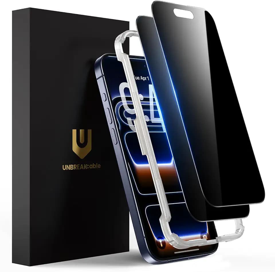 UNBREAKcable Panzer Sichtschutz Glas Kompatibel für iPhone 17 Pro (6,3 Zoll) Blickschutzfolie Privacy Screen mit Anti Spy, Kratzfest, Anti-Fingerprint und blasenfrei - 2 Stück