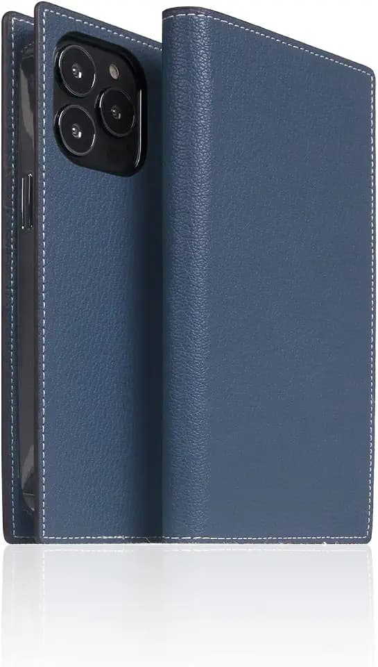 SLG D6 Hybrid Grain Leather Wallet Case for iPhone 14 Pro Max - Handcrafted Diary Style with Card Holders and Side Cash Pocket, Gift Box Included (Royal Blue)