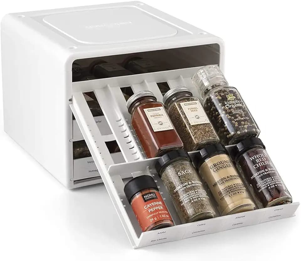 YouCopia SpiceStack® Adjustable Spice Rack Organizer, Pull-Down 24-Bottle Seasonings and Spices Holder for Kitchen Cabinet and Pantry Organization with 104 Included Labels