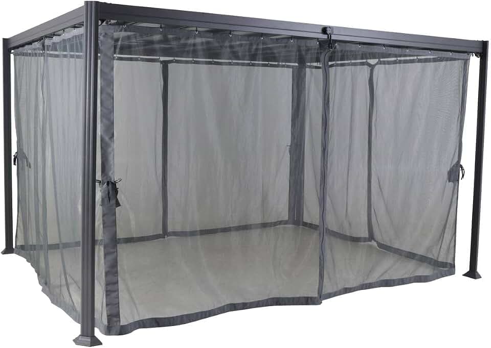 Hespéride - Mückennetz für Gartenlaube Belize Schiefergrau - Für Belize 132373, Polyester (4 Mückennetz) - Schiefer