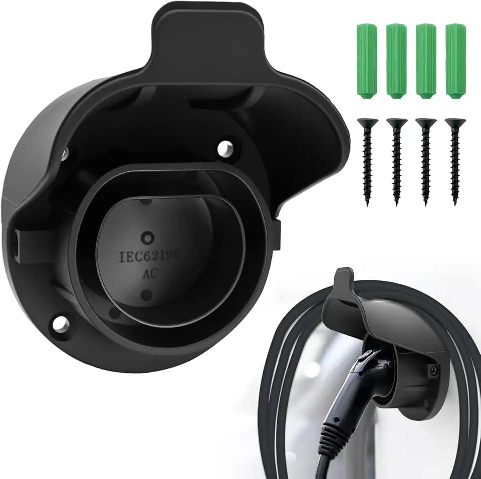 Typ 2 EV-Ladehalterung Wandhalterung mit Schrauben,Elektrofahrzeug-Ladestation für Typ 2 IEC 62196-2-Stecker,Elektroauto-Ladegerät Kabel Organizer für Außen Innen