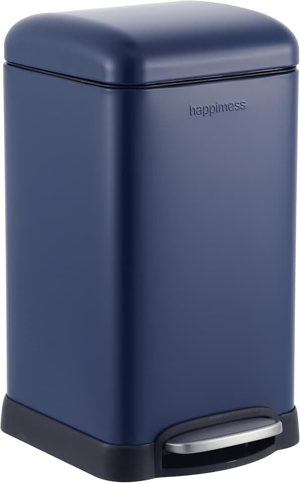 happimess Betty Retro Mini 3.2 Gal Step Trash Can, Denim Blue