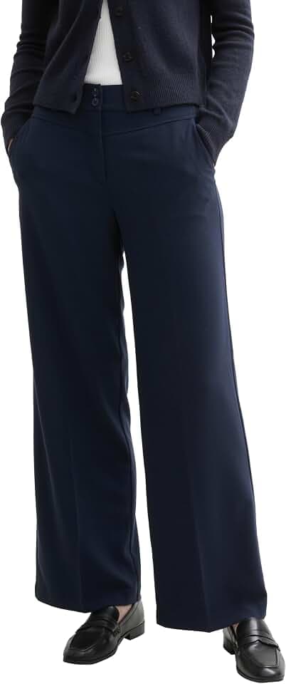 TOM TAILOR Damen Lea Wide Leg Hose mit Bügelfalte