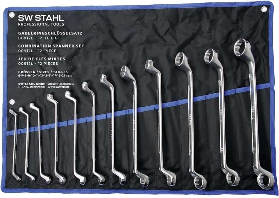 SW-Stahl 01512L Doppelringschlüssel-Satz 6-32 mm, 12-tlg. Gekröpft