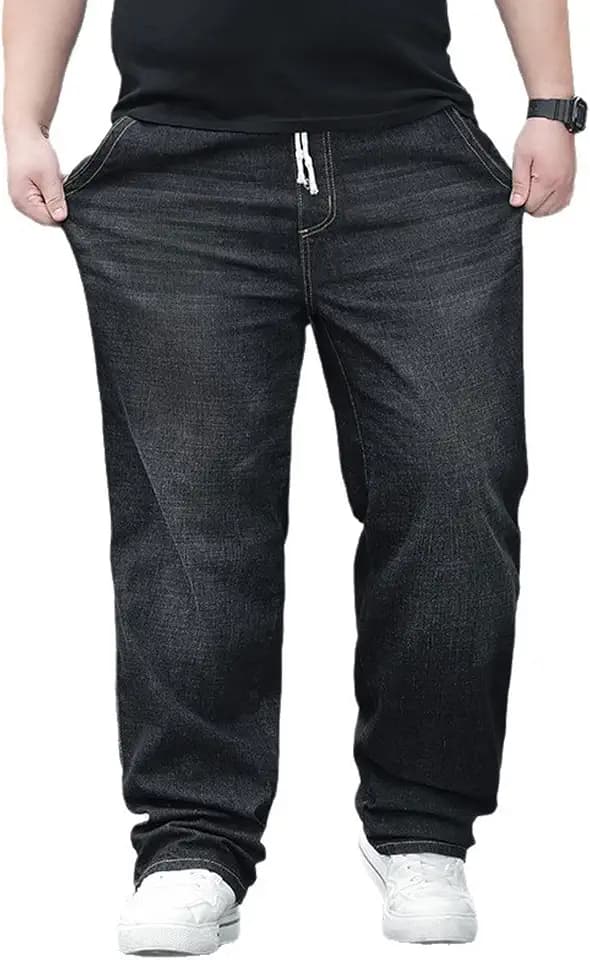 Men's Plus Size Baggy Jeans Elastic Waist Pull On Jean Sweatpants