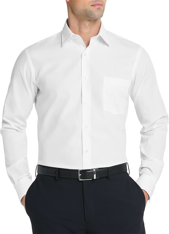 Van Heusen Men's Dress Shirt Fitted Poplin Solid
