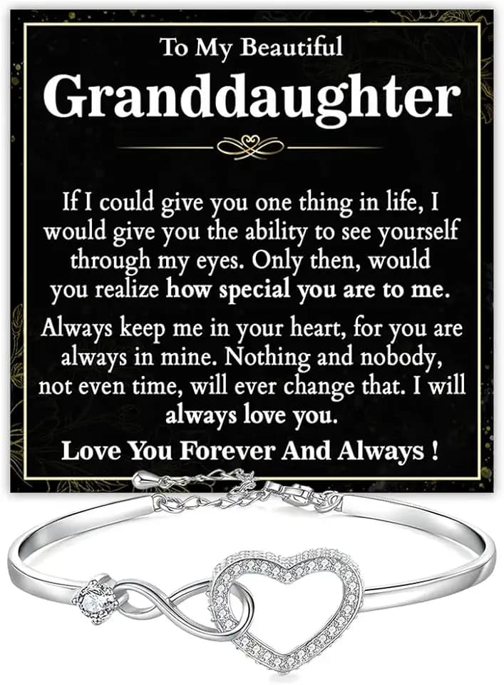 To My Granddaughter Bracelet, Granddaughter Infinity Heart Bracelet, Granddaughter's Jewelry Gift From Grandma Grandpa With Message Card And Box Meaning, Graduation Gift, Birthday Christmas Gifts