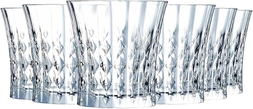 Cristal d'Arques Lady Diamond - Trinkgläser 45cl - 6 Stück - aus Krysta Kristallglas - Design anspruchsvolle - Glanz, Transparenz und hohe Widerstandsfähigkeit, Durchsichtig