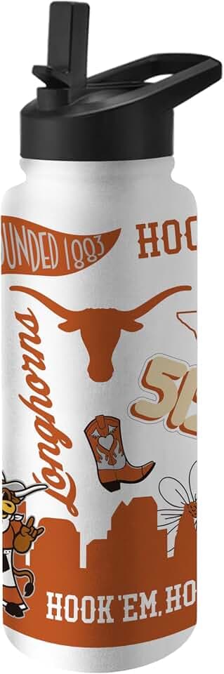 Logo Brands NCAA Native 34 oz Quencher Water Bottle - | Local Icons Design | Double-Wall Insulated| Leak-Proof Lid & Built-In Straw