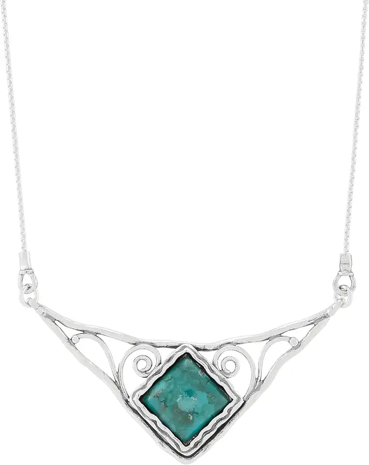 Silpada 'Cool Breeze' Sterling Silver Compressed Teal Turquoise Necklace, 18 + 2 inches