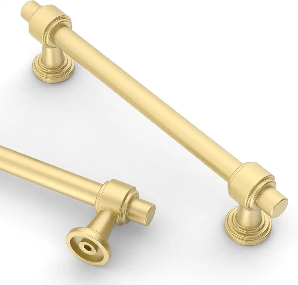 Asidrama 10 Pack 5 Inch(128mm) Brushed Gold Kitchen Cabinet Handles, Cabinet Pulls Kitchen Cabinet Hardware for Cupboard Drawer Pulls
