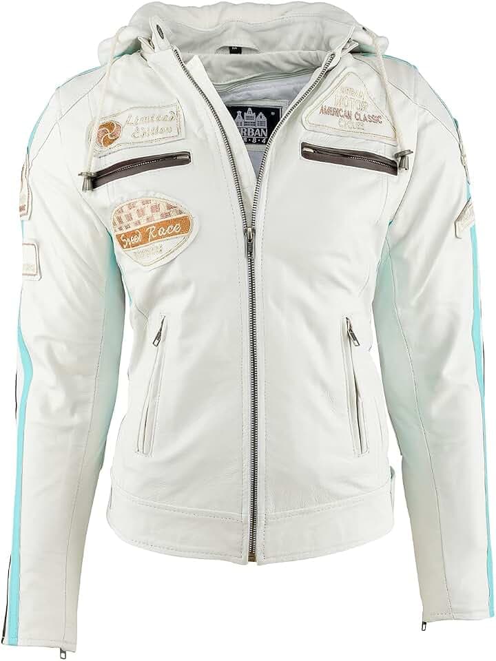 URBAN 5884 Motorradjacke Damen Mit Protektoren, Damenjacke aus Lammleder, Protektoren für Rücken, Schultern und Ellenbogen
