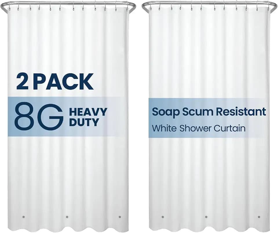 LiBa Shower Curtain PEVA 8G, 72x72 Inch White 2-Pack