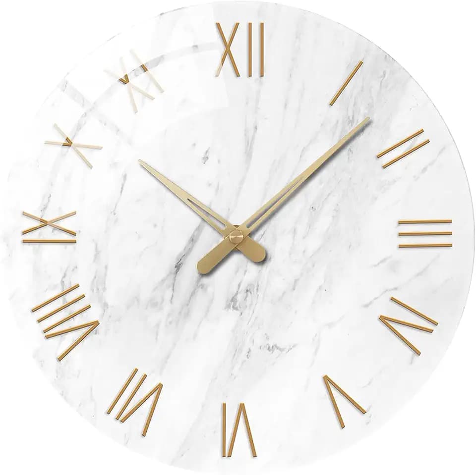 24 Inch White Glass Wall Clocks Battery Operated
