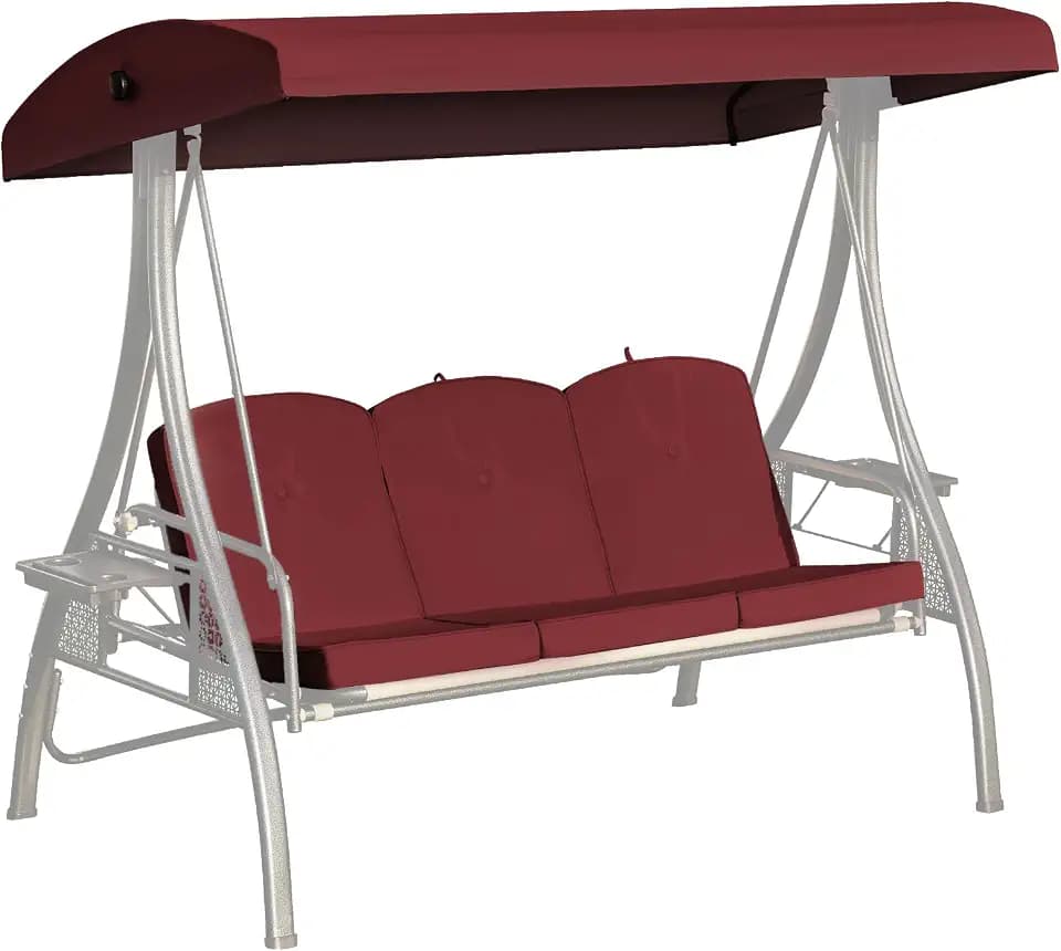 Outdoor Porch Swing Cushions 3 Seater with Swing Canopy