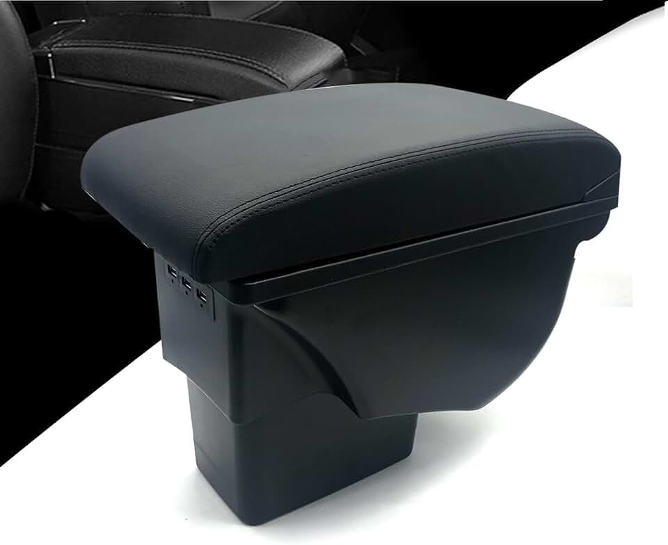 Armrest Box for KIA Soul Models 2010 2011 2012 2013 Double Layer Car Interior Storage Center Console with 3 USB Port Black