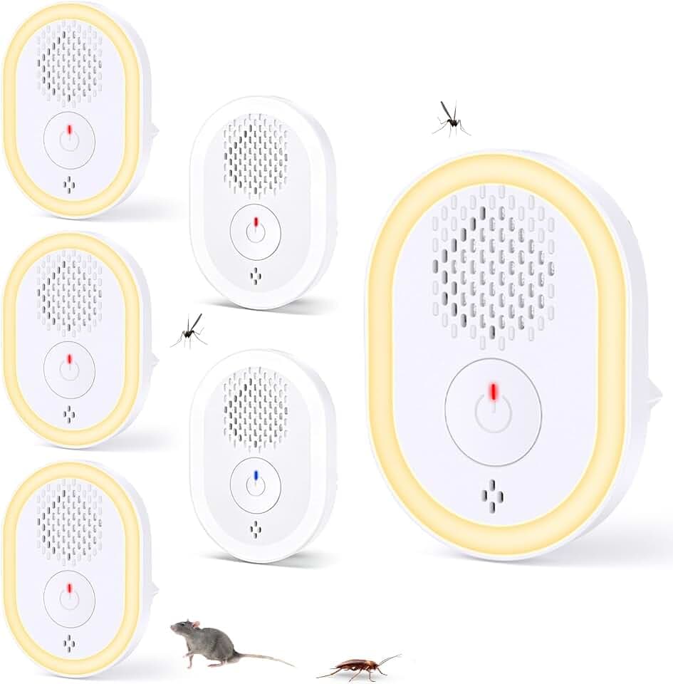 Ultraschall Schädlingsbekämpfer 6 Stück Mückenschutz, Ultraschall Elektrisch Insekten Stecker Mückenstecker Mäusevertreiber für Drinnen Mücken, Mäuse, Spinnen, Kakerlaken, Insekten, Flöhe, Motten