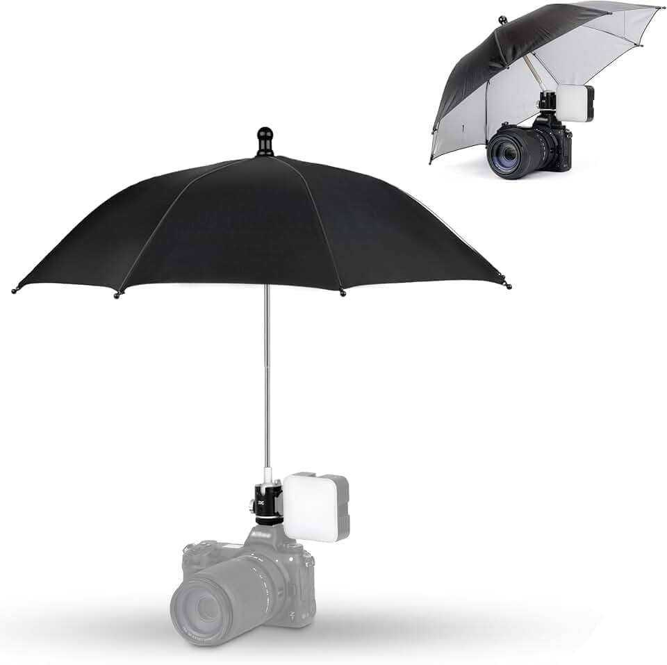 Upgrade Camera Hot Shoe Umbrella Sunshade with 3 Level Height Adjustable