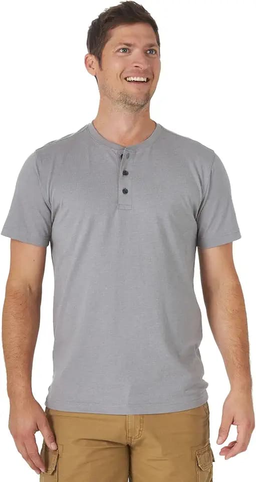 Wrangler Authentics Herren Henley-T-Shirt, kurzärmelig