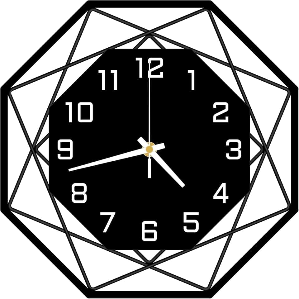 Metall Wanduhr Modern Ohne tickgeräusche Quarz Batteriebetrieben Wanduhren für Wohnzimmer Küche Schlafzimmer Büro 30 cm (Schwarz-Weiß)