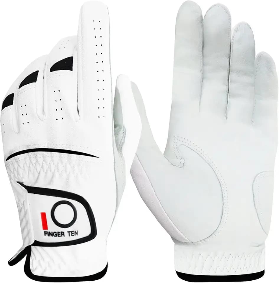 Golfhandschuhe Herren Leder für Linke Hand 1 Stück, Allwetter Cabretta Leder Griff Golf Handschuh Rechtshänder Weicher Komfort Passform Größe S M ML L XL
