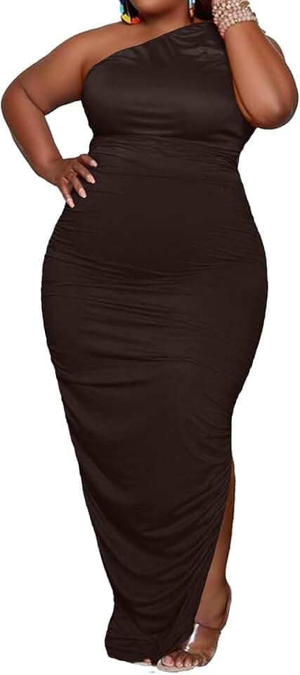 Women Sexy Plus Size Off Shoulder Bodycon Ruched Evening Party Maxi Dresss