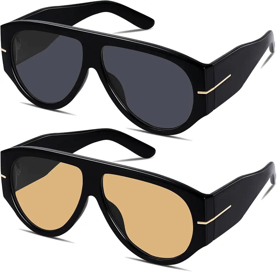 GRFISIA Oversized Aviator Sunglasses for Women Men 70s Retro Shades UV400